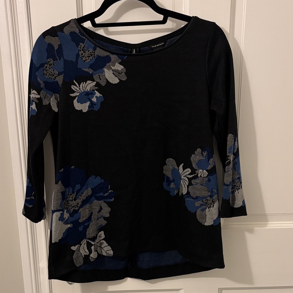 Club Monaco Midnight Floral Blouse